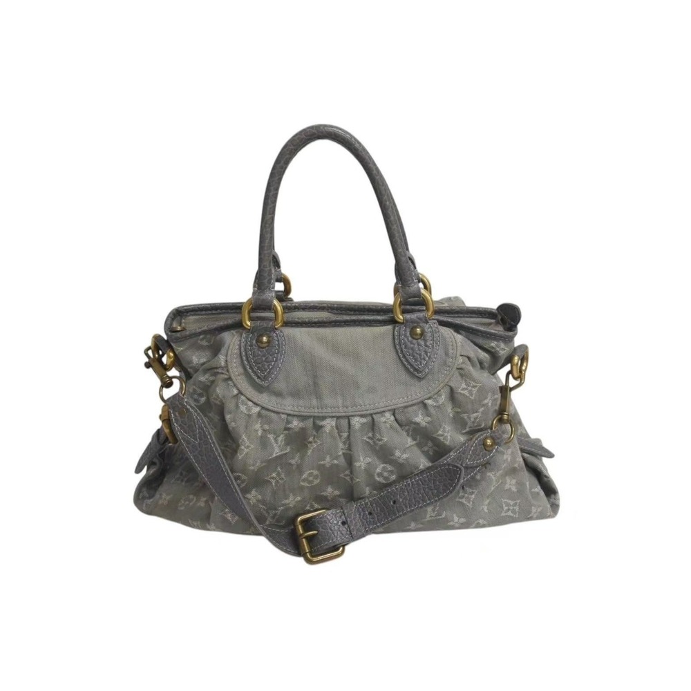 Louis Vuitton Logo Cabby Monogram Gray Denim Handbag Neo - Picture 2 of 8